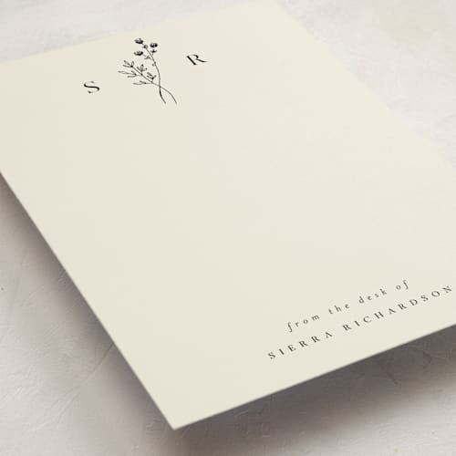 This is a linen personalized stationery thank you cards with standard by Kelly Schmidt called botanical monogram printing on signature in 5x7