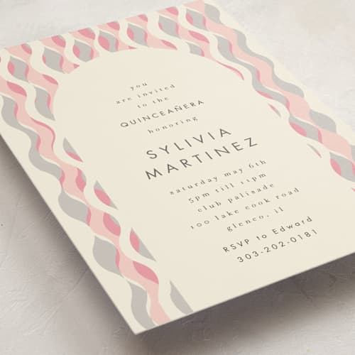 This is a peony sweet sixteen birthday party invitations with standard by Baumbirdy called party streamers printing on signature in standard