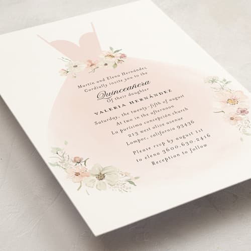 This is a blush sweet sixteen birthday party invitations with standard by Itsy Belle Studio called aura botánica printing on signature in standard