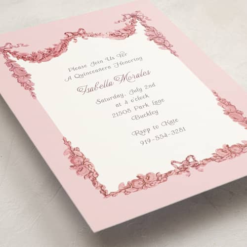 This is a carnation sweet sixteen birthday party invitations with standard by Itsy Belle Studio called bonjour bebe printing on signature in standard