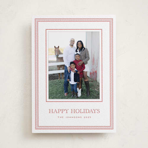 This is a ruby photo mount holiday cards with letterpress by Jenna Holcomb called grosgrain printing on white cotton in photo_mount