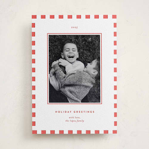This is a ruby photo mount holiday cards with letterpress by Blustery August called linzer torte printing on white cotton in photo_mount