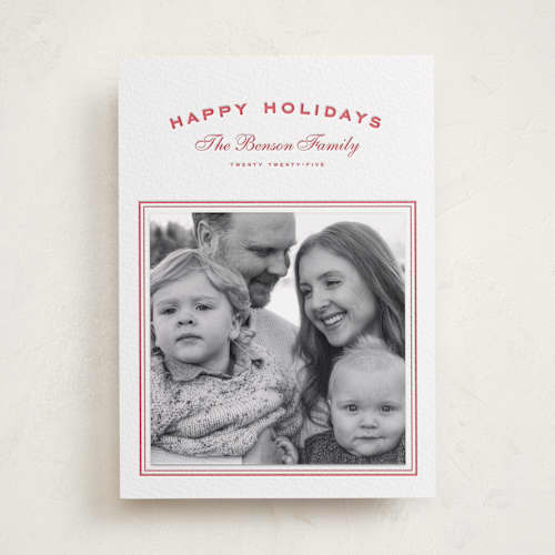 This is a ruby photo mount holiday cards with letterpress by Wildfield Paper Co called summer story printing on white cotton in photo_mount