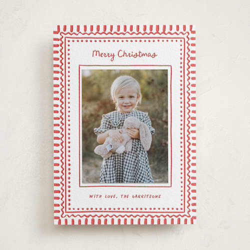 This is a ruby photo mount holiday cards with letterpress by Chris Griffith called holiday dots printing on white cotton in photo_mount