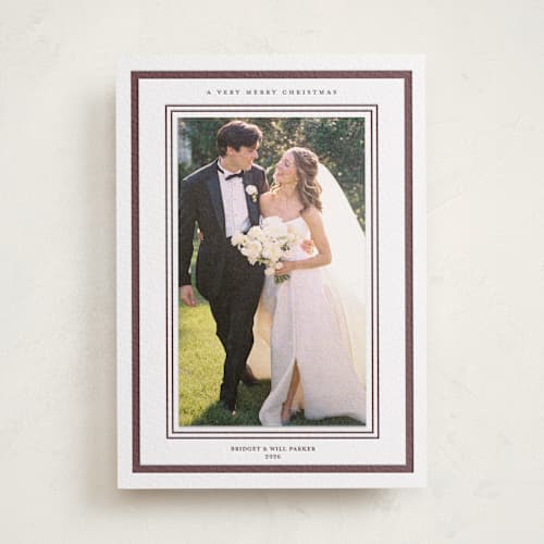 This is a clove photo mount holiday cards with letterpress by Alston Foster called holiday reverie printing on white cotton in photo_mount