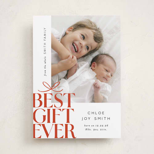 This is a citrus babys first christmas with standard by Alethea and Ruth called best gift ever bow printing on recycled smooth signature in standard