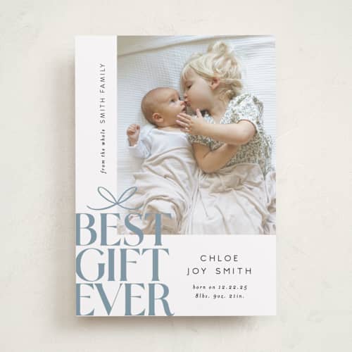 This is a frost babys first christmas with standard by Alethea and Ruth called best gift ever bow printing on recycled smooth signature in standard