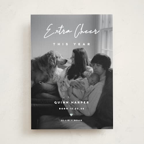 This is a snow babys first christmas with standard by fatfatin called extra cheer printing on recycled smooth signature in standard