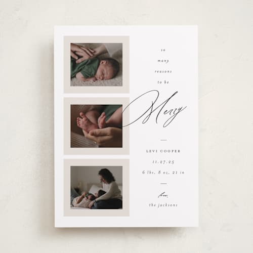 This is a snow babys first christmas with standard by Ashley Iwafuchi called so many reasons printing on recycled smooth signature in standard