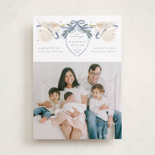 This is a powder babys first christmas with standard by Jenna Holcomb called our angel printing on recycled smooth signature in standard