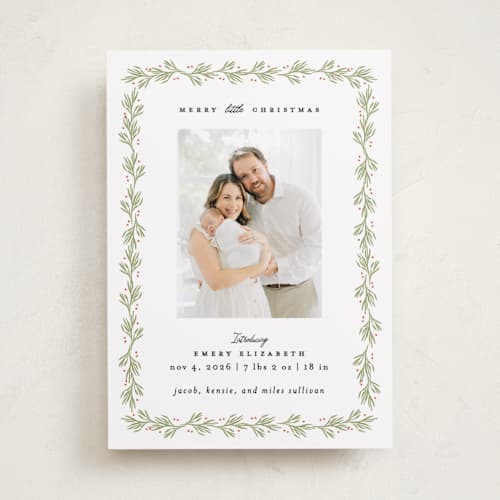 This is a mistletoe babys first christmas with standard by Julie Murray called little christmas printing on recycled smooth signature in standard