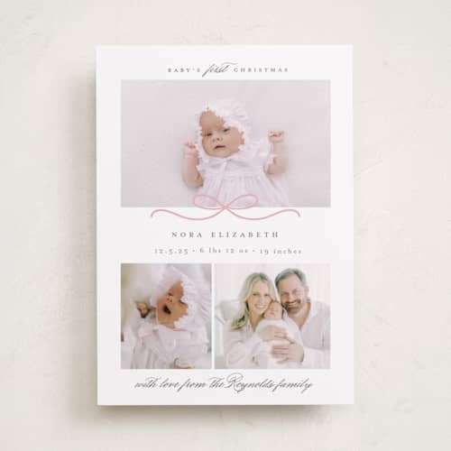 This is a candy babys first christmas with standard by Emily Betts called baby's first printing on recycled smooth signature in standard