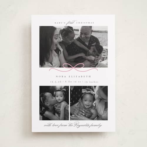 This is a candy babys first christmas with standard by Emily Betts called baby's first printing on recycled smooth signature in standard