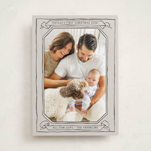 This is a midnight babys first christmas with standard by Inkblot Design called scroll printing on recycled smooth signature in standard