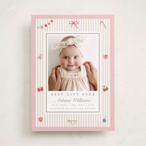 This is a gumdrop babys first christmas with standard by Teju Reval called best gift printing on recycled smooth signature in standard