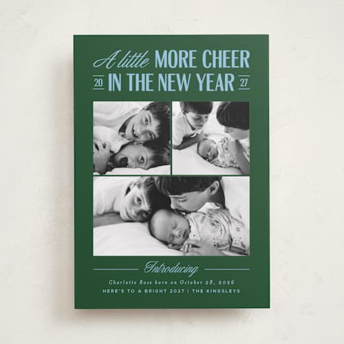 This is a forest babys first christmas with standard by Heather Schertzer called little cheer printing on recycled smooth signature in standard