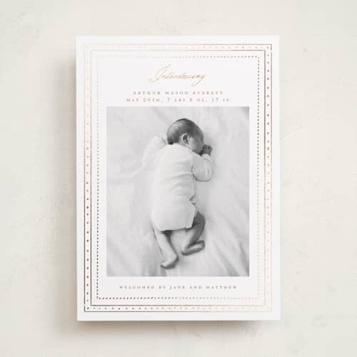 This is a cloud foil stamped birth announcements with foil pressed by Jelena Vuletic called aire printing on recycled smooth signature in standard