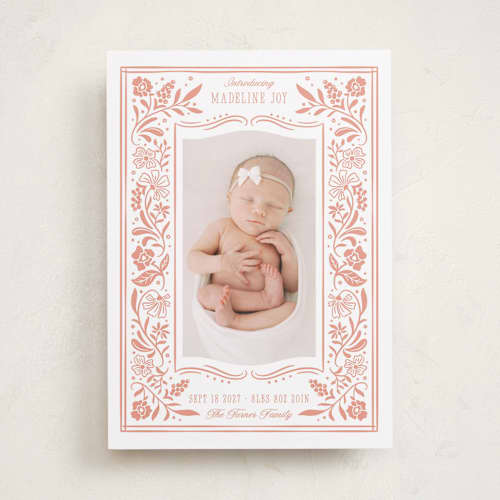 This is a sweet birth announcements with standard by Erin German called storybook printing on recycled smooth signature in standard
