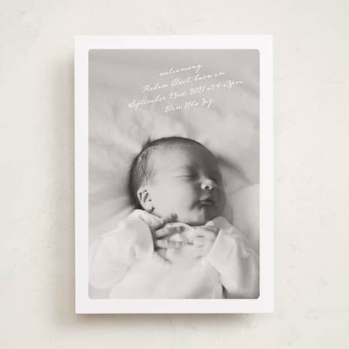 This is a january birth announcements with standard by Claudia Orengo called love voucher printing on recycled smooth signature in standard