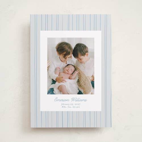 This is a sky birth announcements with standard by Tamara Hilje called rayitas printing on recycled smooth signature in standard