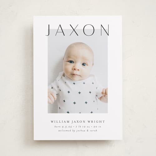 This is a ash birth announcements with standard by Lehan Veenker called lift printing on recycled smooth signature in standard