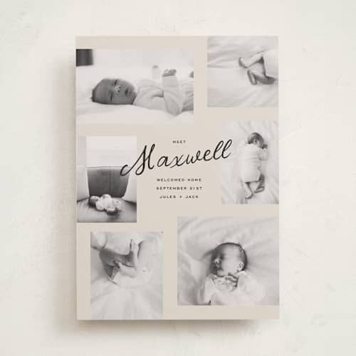 This is a ink birth announcements with standard by Kamala Nahas called pick six printing on recycled smooth signature in standard