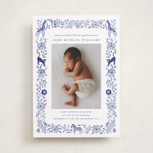 This is a ink birth announcements with standard by Sarah Knight called wild one printing on recycled smooth signature in standard