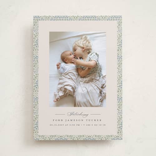 This is a meadow birth announcements with standard by Erica Krystek called parisienne printing on recycled smooth signature in standard