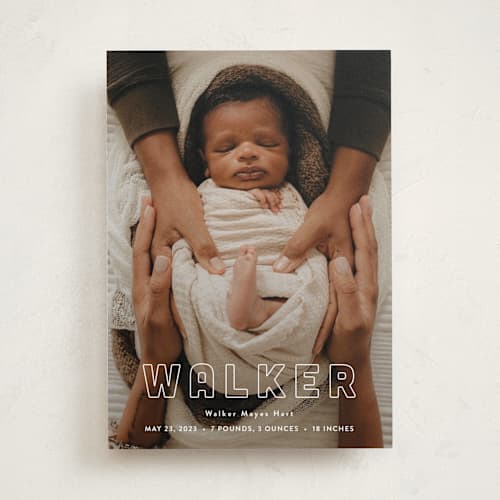 This is a powder birth announcements with standard by Sara Hicks Malone called snug printing on recycled smooth signature in standard