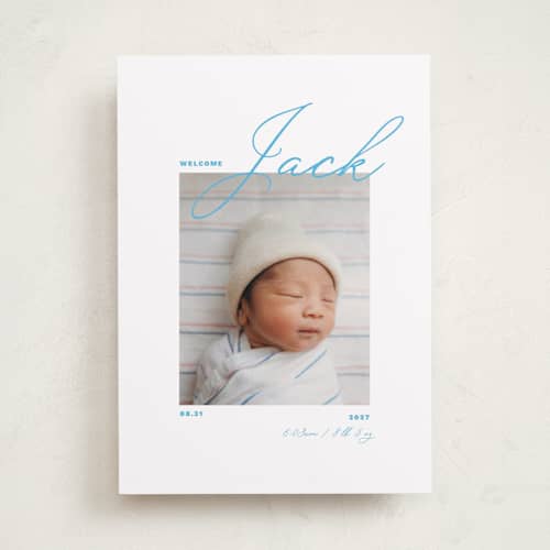 This is a ocean birth announcements with standard by Jen Ramsey called congratulations printing on recycled smooth signature in standard