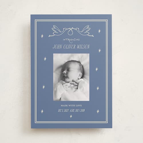 This is a neptune birth announcements with standard by Rina Ozum called our little miracle printing on recycled smooth signature in standard
