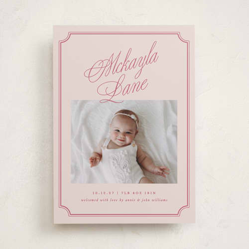 This is a grapefruit birth announcements with standard by Kelly Watkins called sweet marquee printing on recycled smooth signature in standard