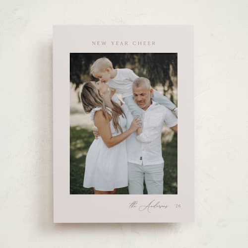 This is a stone photo christmas cards with standard by Nicole Walsh called merry & blessed printing on recycled smooth signature in standard