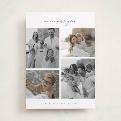 This is a eucalyptus photo christmas cards with standard by Wildfield Paper Co called happy holiday printing on recycled smooth signature in standard