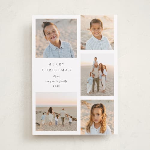 This is a snow photo christmas cards with standard by Ashley Iwafuchi called merriest moments printing on recycled smooth signature in standard