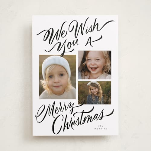This is a coal photo christmas cards with standard by Elsa Duncan called we wish you printing on recycled smooth signature in standard