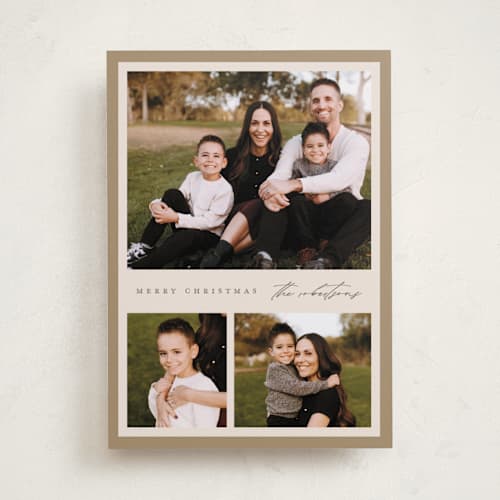 This is a toffee photo christmas cards with standard by Amy Kross called plaza printing on recycled smooth signature in standard