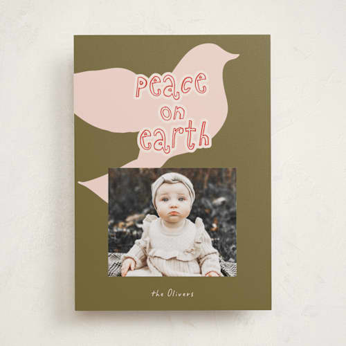 This is a sage photo christmas cards with standard by AK Graphics called paper dove printing on recycled smooth signature in standard