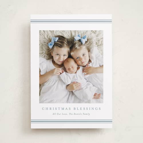 This is a icicle photo christmas cards with standard by Carolyn MacLaren called striped blessings printing on recycled smooth signature in standard