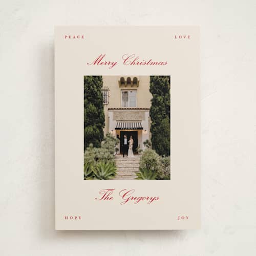 This is a cherry photo christmas cards with standard by Pixel and Hank called minimal christmas printing on recycled smooth signature in standard