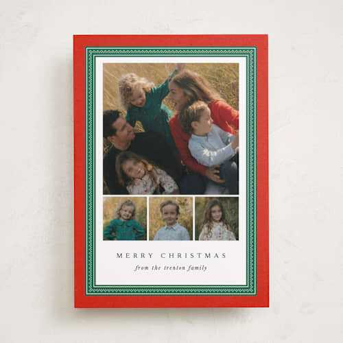 This is a poinsettia photo christmas cards with standard by Amy Kross called douglas printing on recycled smooth signature in standard