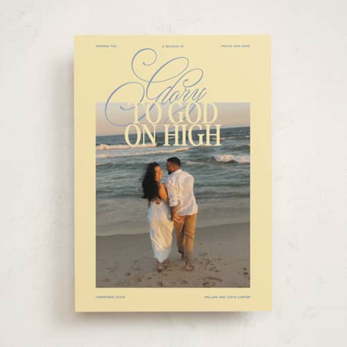This is a halo photo christmas cards with standard by Jenna Holcomb called glow printing on recycled smooth signature in standard
