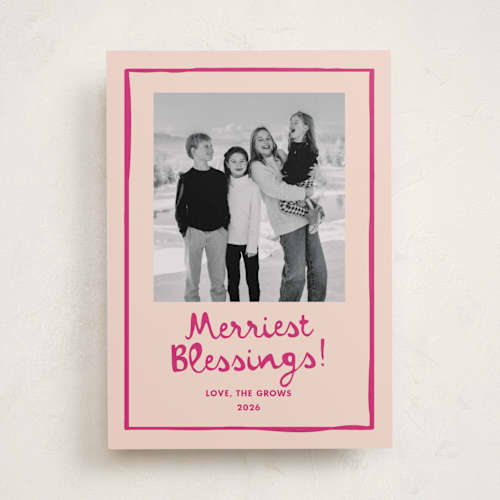 This is a sugar plum photo christmas cards with standard by Megan Davis called toboggan printing on recycled smooth signature in standard