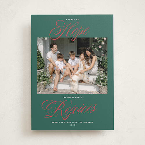 This is a holly jolly photo christmas cards with standard by Alston Foster called hope & rejoicing printing on recycled smooth signature in standard