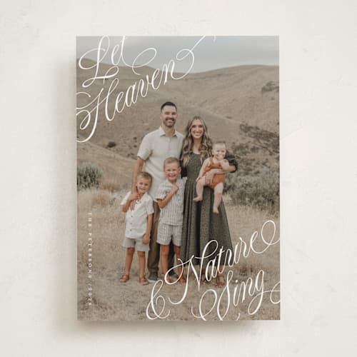 This is a snow photo christmas cards with standard by Stacy Maalouf called let heaven & nature sing printing on recycled smooth signature in standard