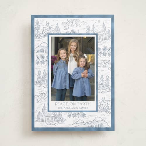 This is a denim photo christmas cards with standard by Paper Sun Studio called country christmas printing on recycled smooth signature in standard