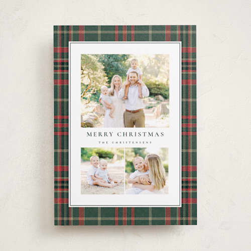 This is a flannel photo christmas cards with standard by Wildfield Paper Co called apres ski printing on recycled smooth signature in standard