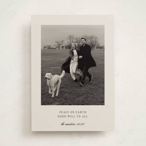 This is a ivory photo christmas cards with standard by Ani Somi called dashing printing on recycled smooth signature in standard