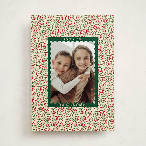 This is a cream photo christmas cards with standard by Baumbirdy called floral mount printing on recycled smooth signature in standard