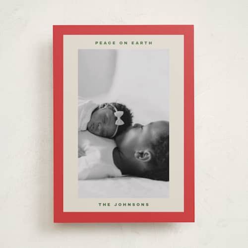 This is a holly photo christmas cards with standard by Kristen Knechtel called thick border printing on recycled smooth signature in standard